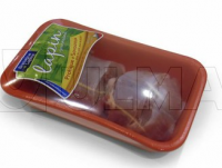 Упаковка мяса кролика в МГС на флоу-паке в барьерную термоусадочную плёнку BDF
